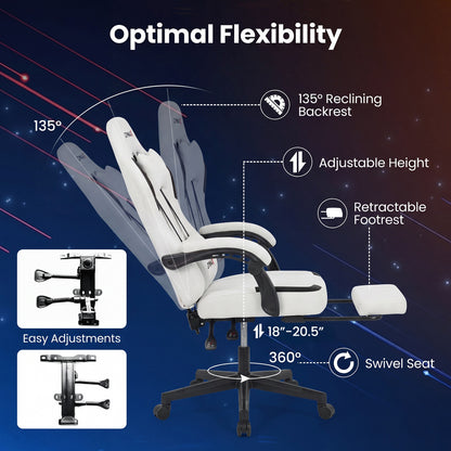 Ergonomic Video Game Chair With Headrest, Gray Gaming Chairs at Gallery Canada