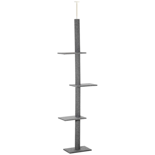 100 Cat Tree, 3 Perches Activity Center, Grey Floor to Ceiling Cat Trees Grey at Gallery Canada