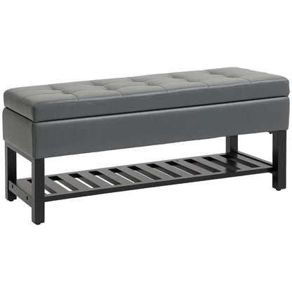 44 PU Leather Tufted Ottoman, Shoe Bench, Storage Chest, Grey Shoe Storage Cabinets & Racks Grey at Gallery Canada