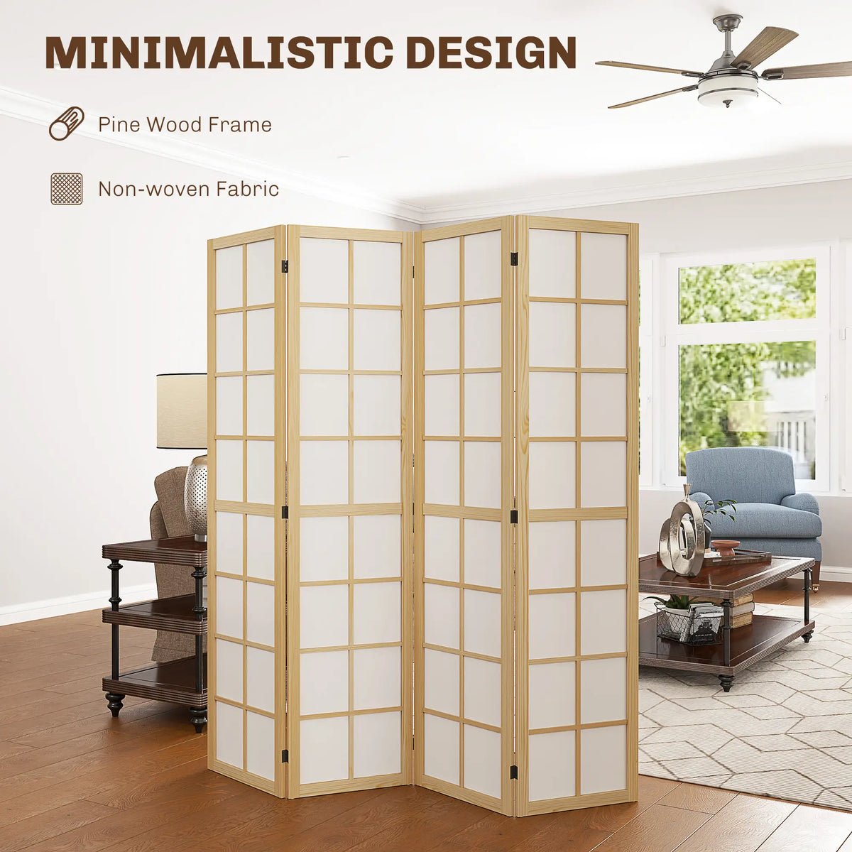 4 Panel Room Divider, 5.6 ft, Folding Partition for Home, Office, Bedroom Room Dividers at Gallery Canada