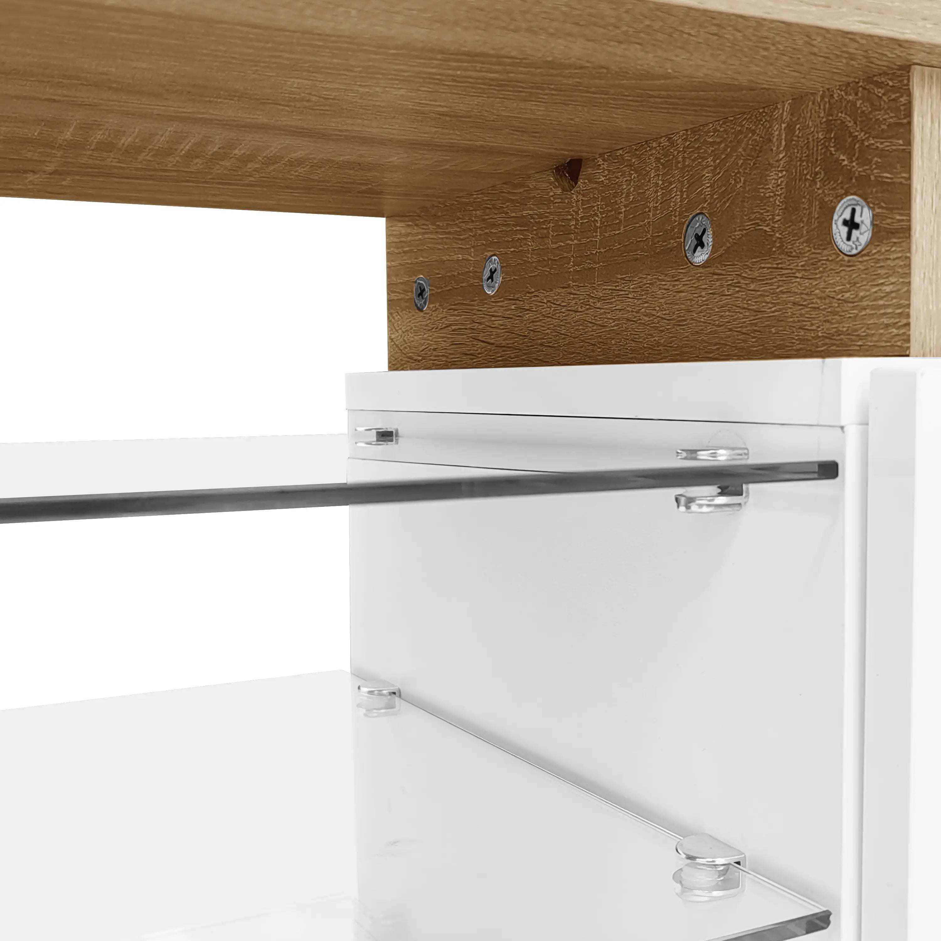 TV Stand With Glass Shelves, LED Lighting, 67