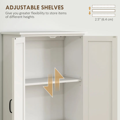 60" 4-Door Storage Cabinet, Adjustable Shelves, Large Pantry, White Kitchen Pantry Cabinets at Gallery Canada
