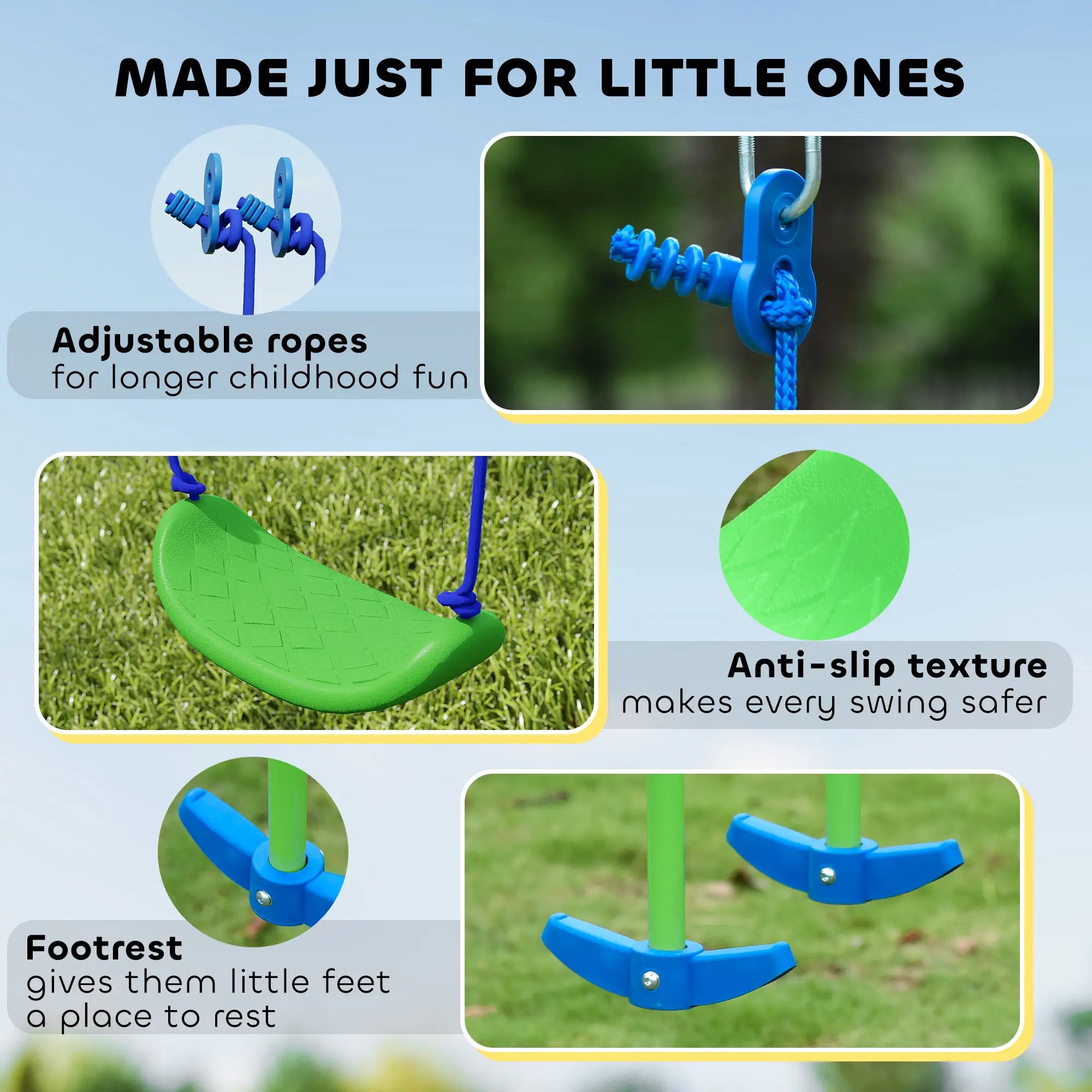 3 in 1 Metal Swing Set, Double Swings, Glider, Green Gym Sets & Swings at Gallery Canada