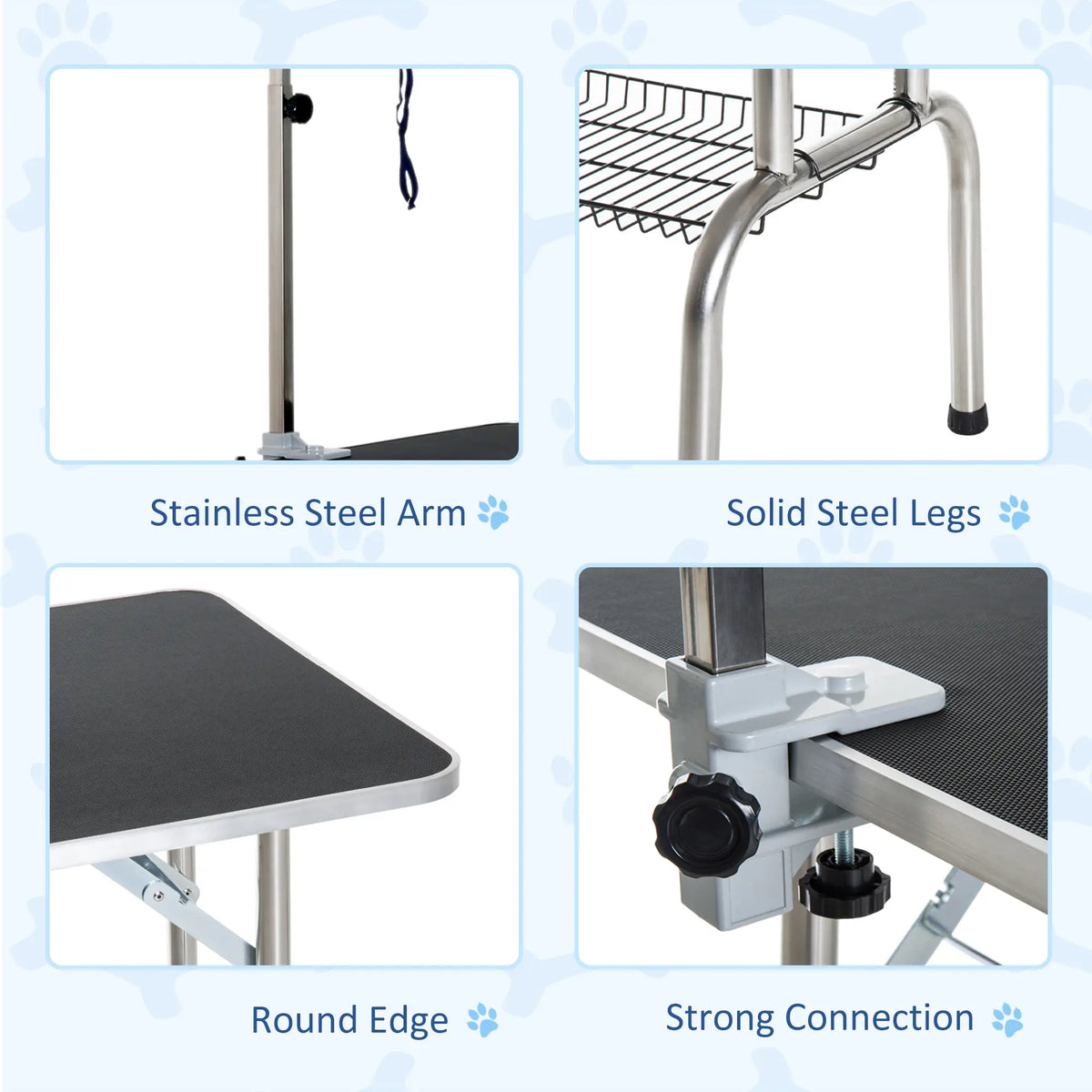 36-Inch Dog Grooming Table, Stainless Steel, Adjustable Arm, Basket Dog Grooming Tables at Gallery Canada