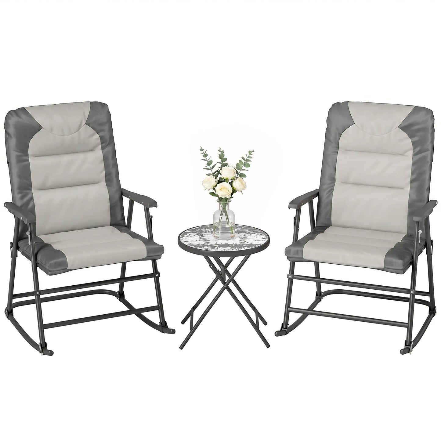 3-Piece Foldable Rocking Chair Set, Light Grey Outdoor Rocking Chairs at Gallery Canada