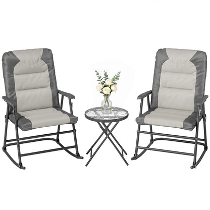 3-Piece Foldable Rocking Chair Set, Light Grey Outdoor Rocking Chairs at Gallery Canada