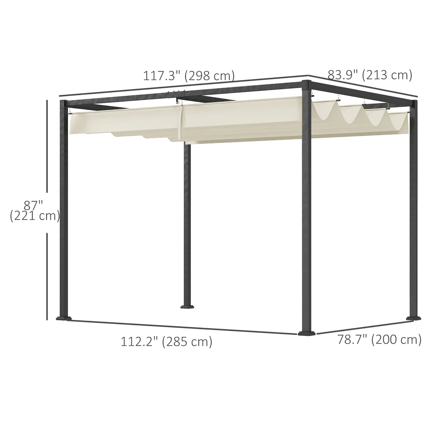 10' x 7' Patio Pergola, Retractable Canopy, Outdoor Sun Shelter, Cream White Pergolas at Gallery Canada