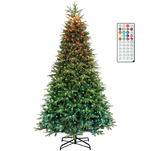 9ft Christmas Tree, Frasier Grande Fir, Hinge Design, LEDs, Remote, Timer