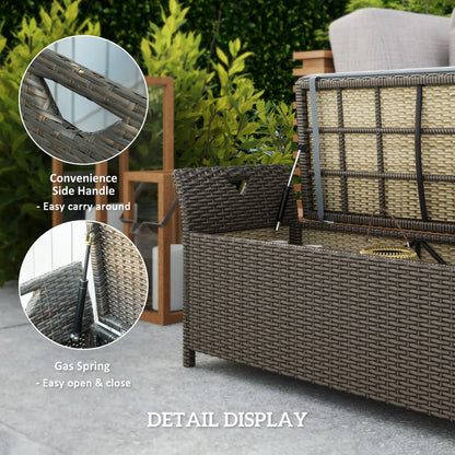 2-In-1 Outdoor PE Rattan Storage Bench, 29 Gallon, Dark Grey