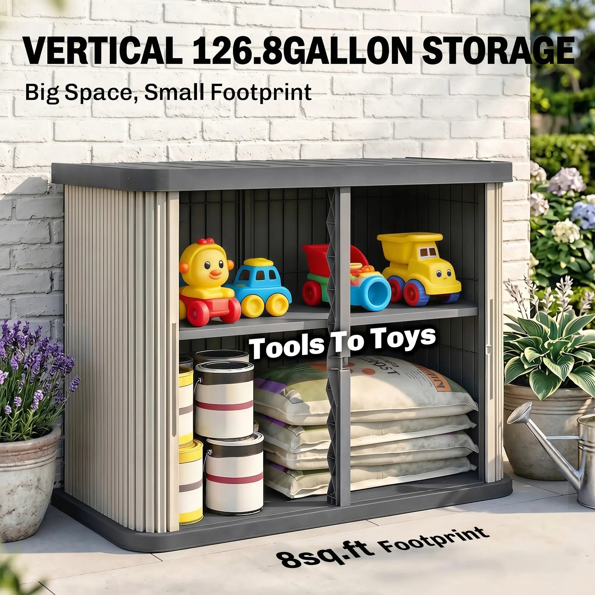 127 Gallon Outdoor Storage Cabinet, Grey Sheds at Gallery Canada