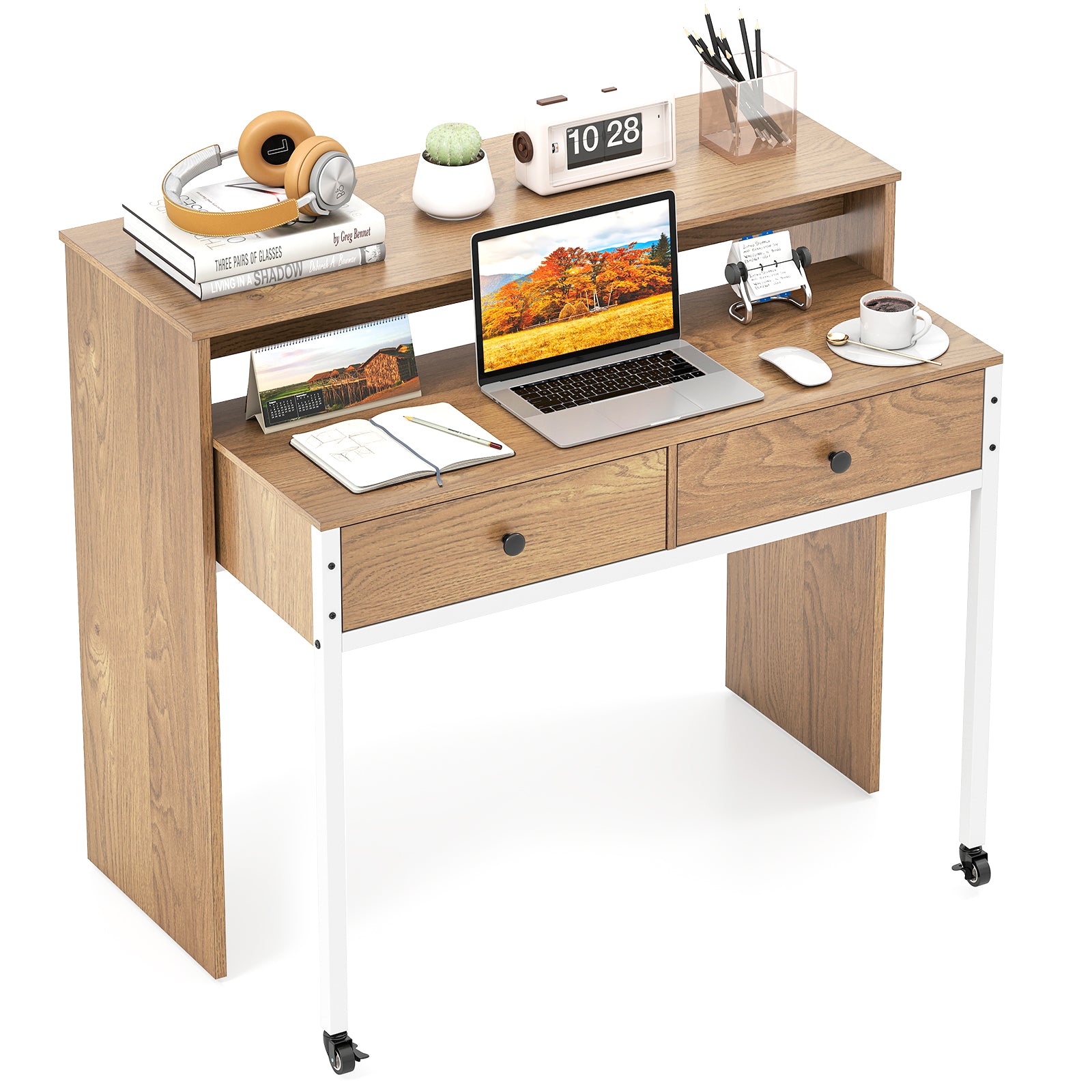 Extendable Computer Desk, Pull Out Secondary Desk, Natural Office Desks at Gallery Canada