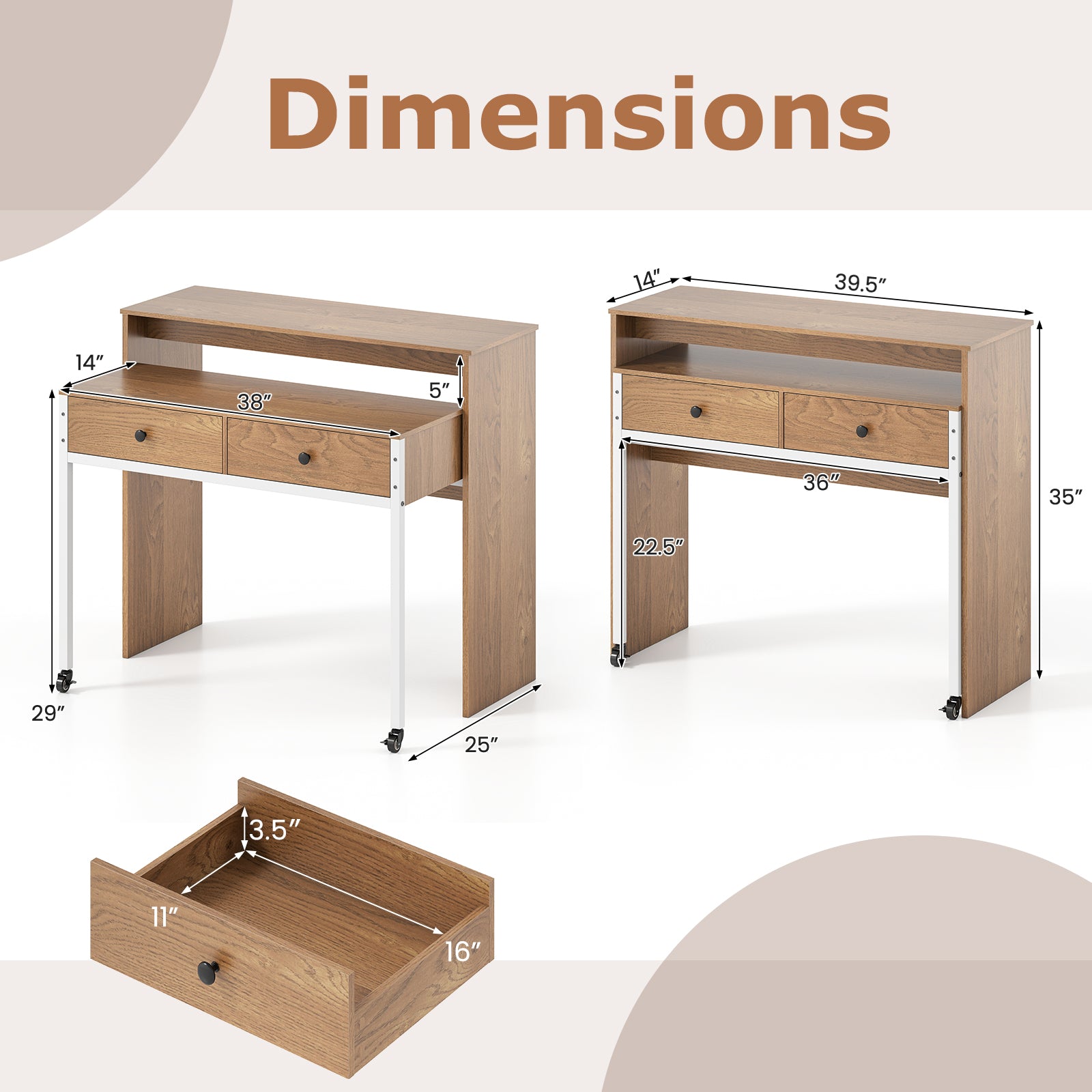 Extendable Computer Desk, Pull Out Secondary Desk, Natural Office Desks at Gallery Canada