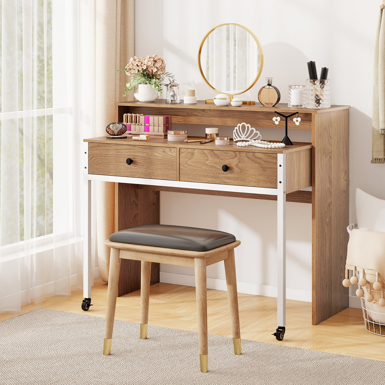 Extendable Computer Desk, Pull Out Secondary Desk, Natural Office Desks at Gallery Canada