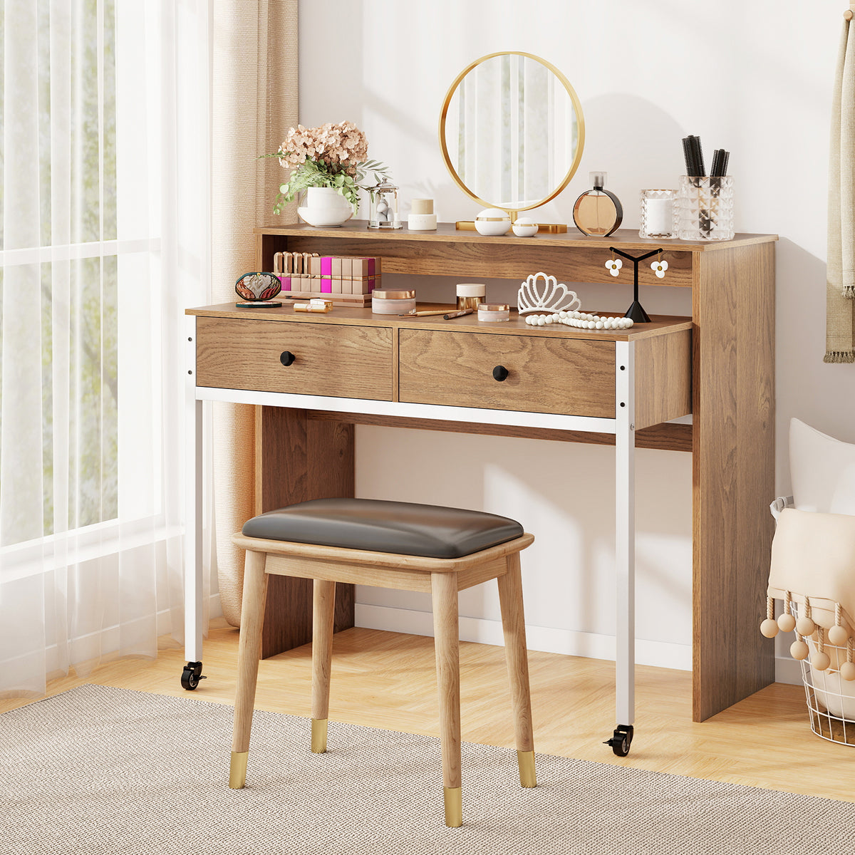 Extendable Computer Desk, Pull Out Secondary Desk, Natural Office Desks at Gallery Canada