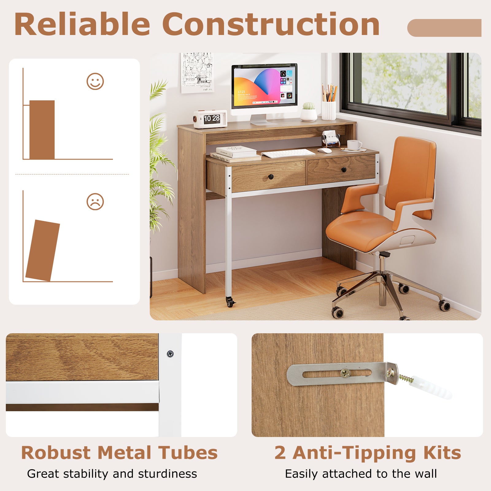 Extendable Computer Desk, Pull Out Secondary Desk, Natural Office Desks at Gallery Canada
