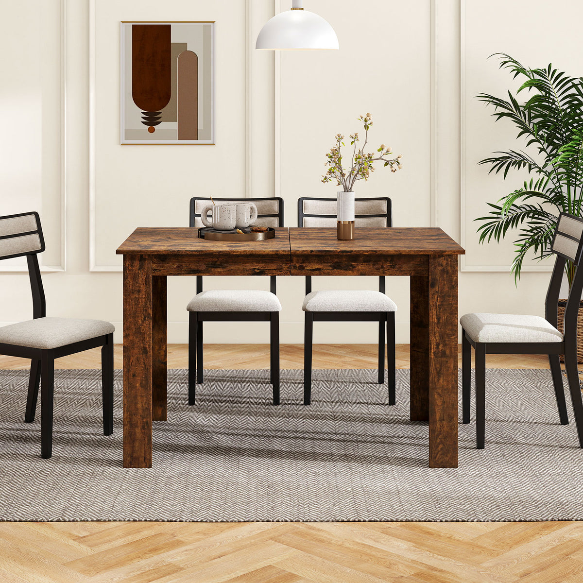 Extendable Dining Table, 47"-62", For 4-8 People, Rustic Brown Dining Tables at Gallery Canada