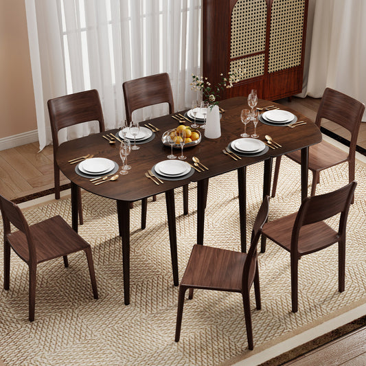 Extendable Dining Table Set, 2 Half-Round 1 Rectangular, Walnut Dining Tables Walnut at Gallery Canada