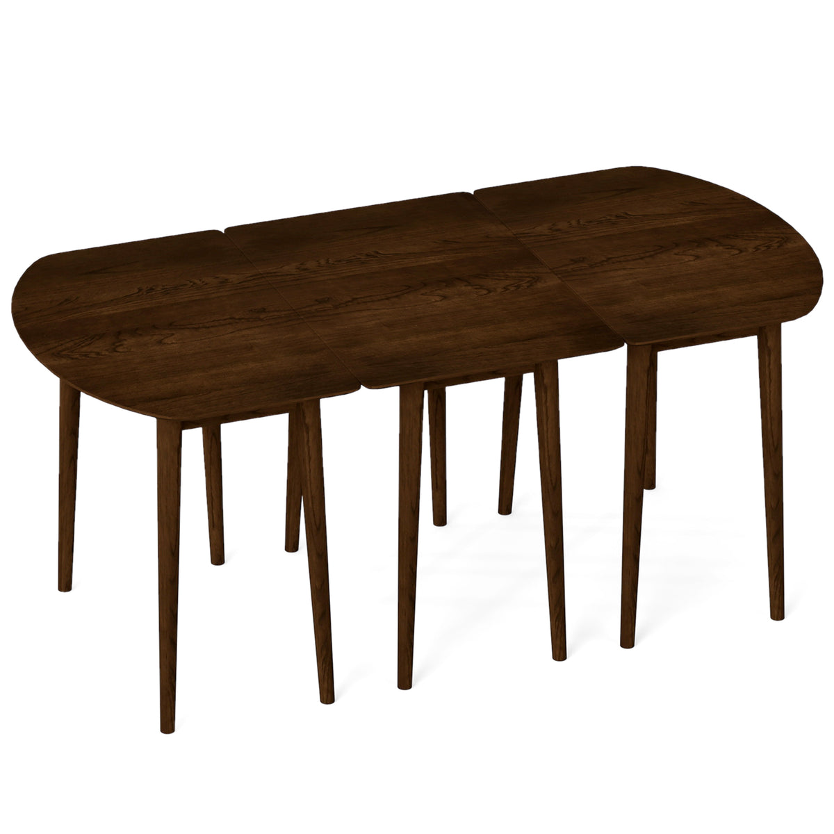 Extendable Dining Table Set, 2 Half-Round 1 Rectangular, Walnut Dining Tables Walnut at Gallery Canada