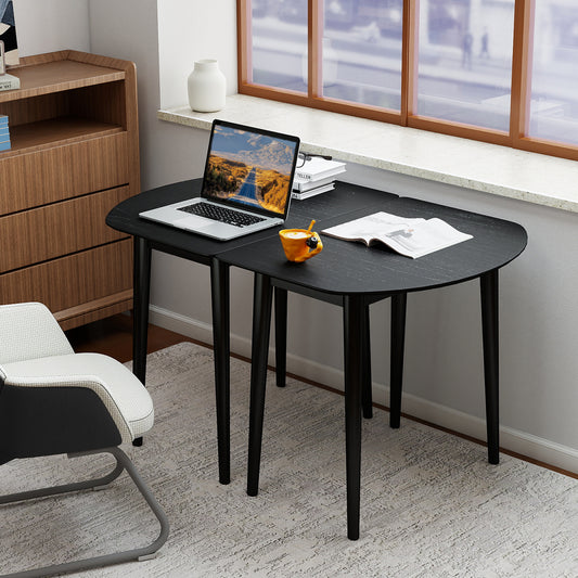 Extendable Oval Dining Table Set, 2 Half-Round Tables, Black Dining Tables Black at Gallery Canada