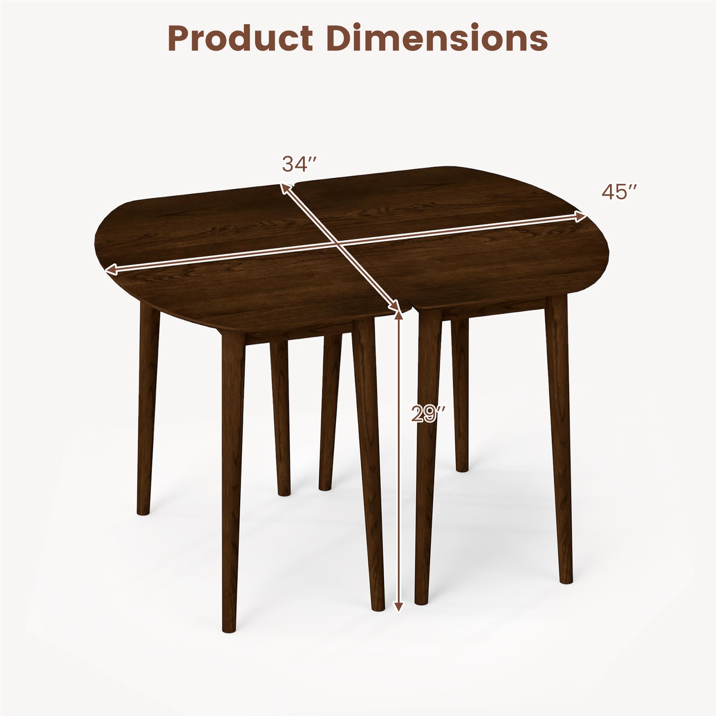 Extendable Oval Dining Table Set, 2 Half-Round Tables, Walnut Dining Tables at Gallery Canada