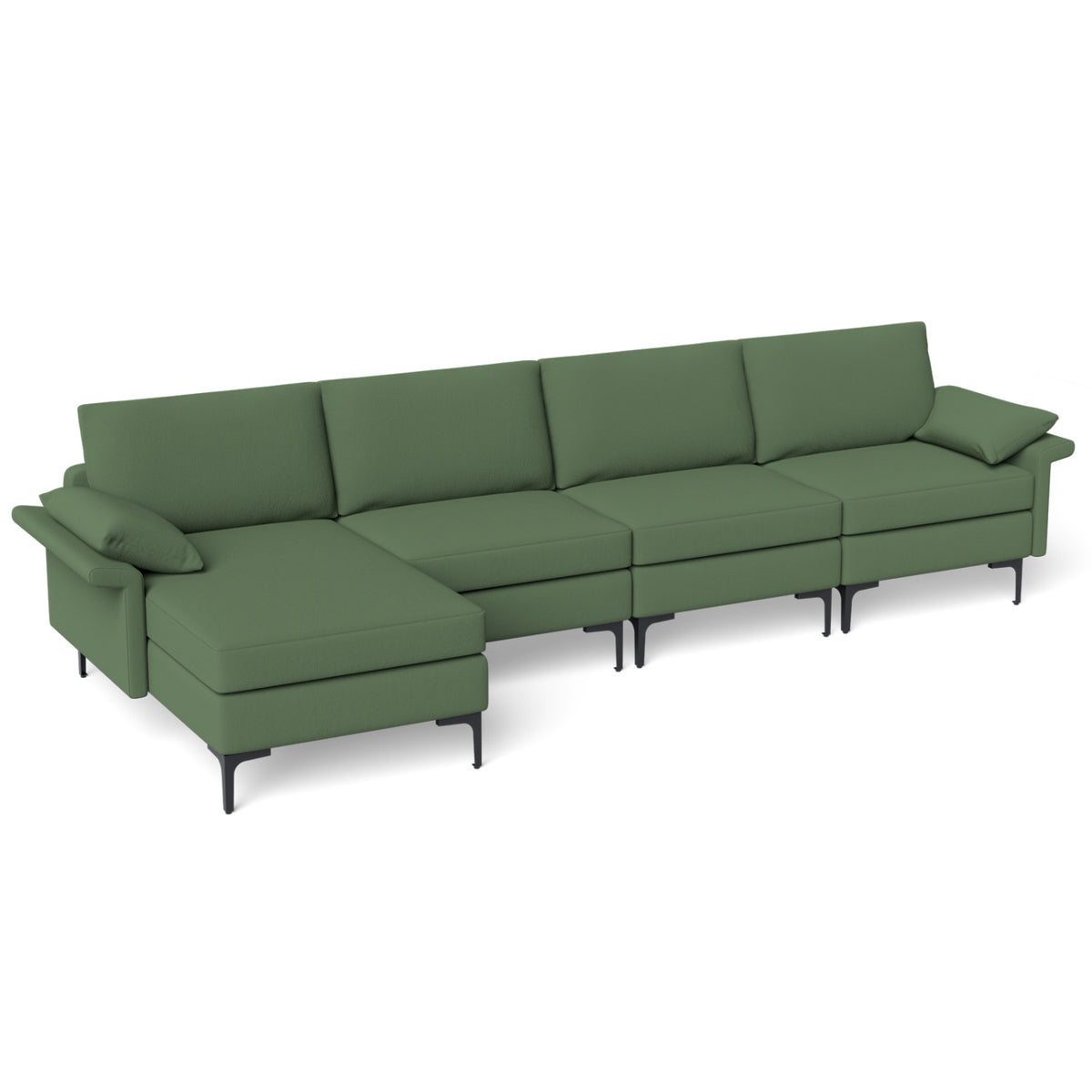 Extra Large L-Shaped Sectional Sofa, Reversible Chaise, 2 USB Ports, Army Green Sofas & Loveseats at Gallery Canada