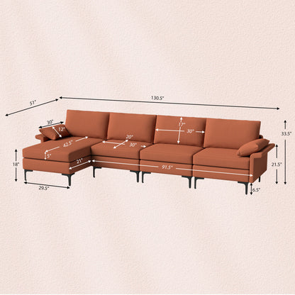 Extra Large L-Shaped Sectional Sofa, Reversible Chaise, 2 USB Ports, Red Sofas & Loveseats at Gallery Canada