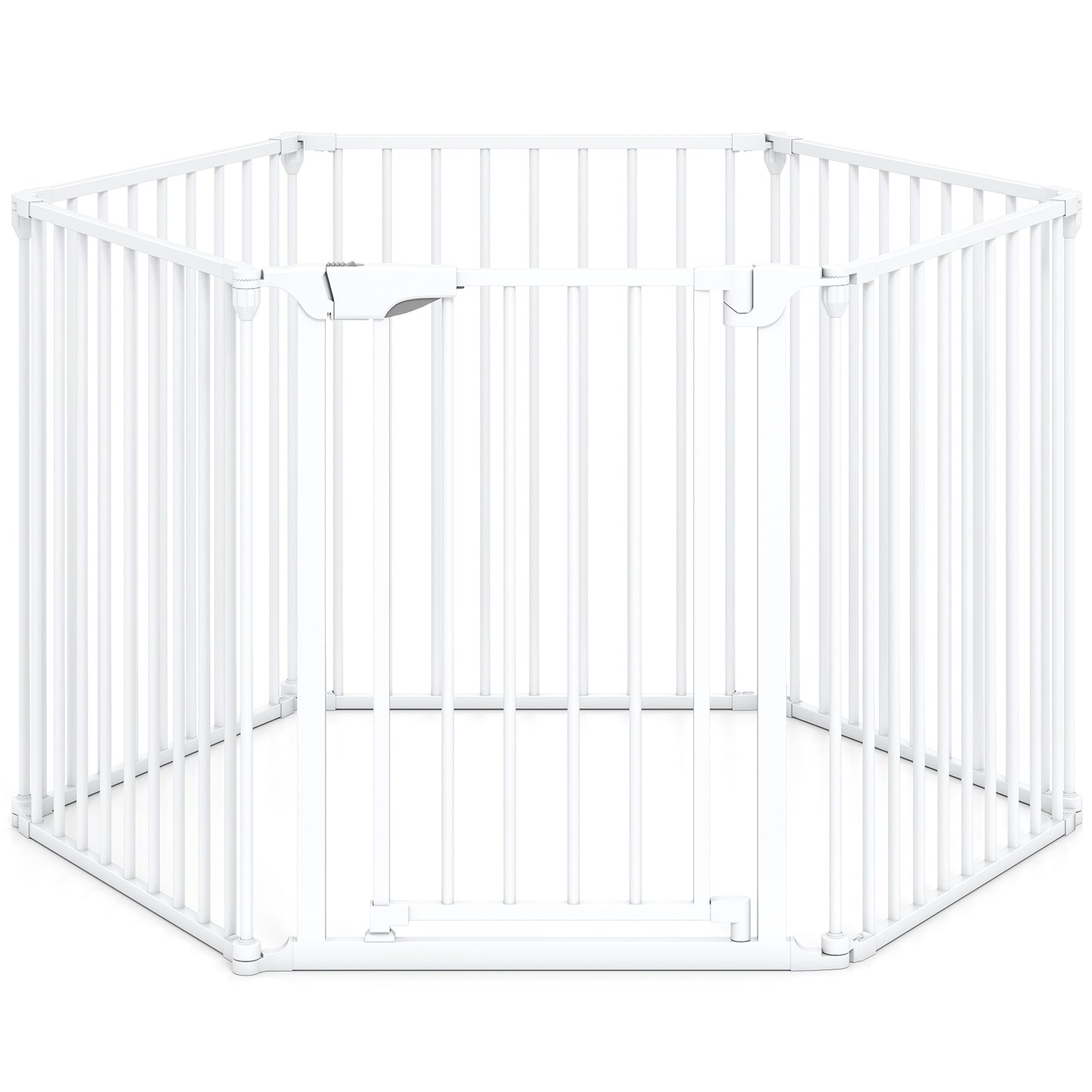 Extra Wide Baby Gate Fits 34.5-154" Openings 6-Panel Adjustable Pet Safety Fence, White Pet Gate at Gallery Canada