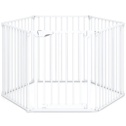 Extra Wide Baby Gate Fits 34.5-154" Openings 6-Panel Adjustable Pet Safety Fence, White Pet Gate White at Gallery Canada