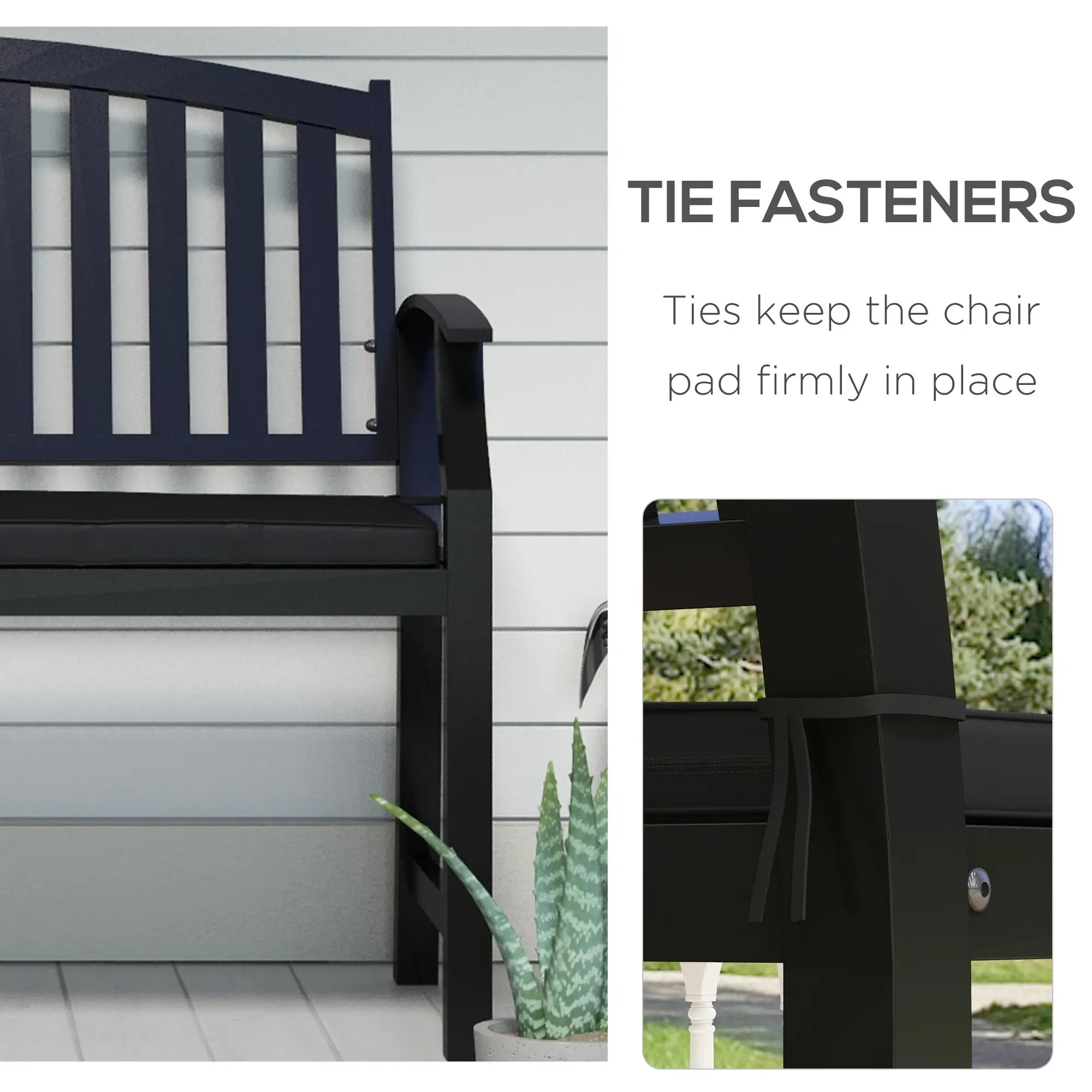 2-Seater Patio Bench Cushion, Outdoor Swing Replacement Pad, Black Patio Chair Cushions at Gallery Canada
