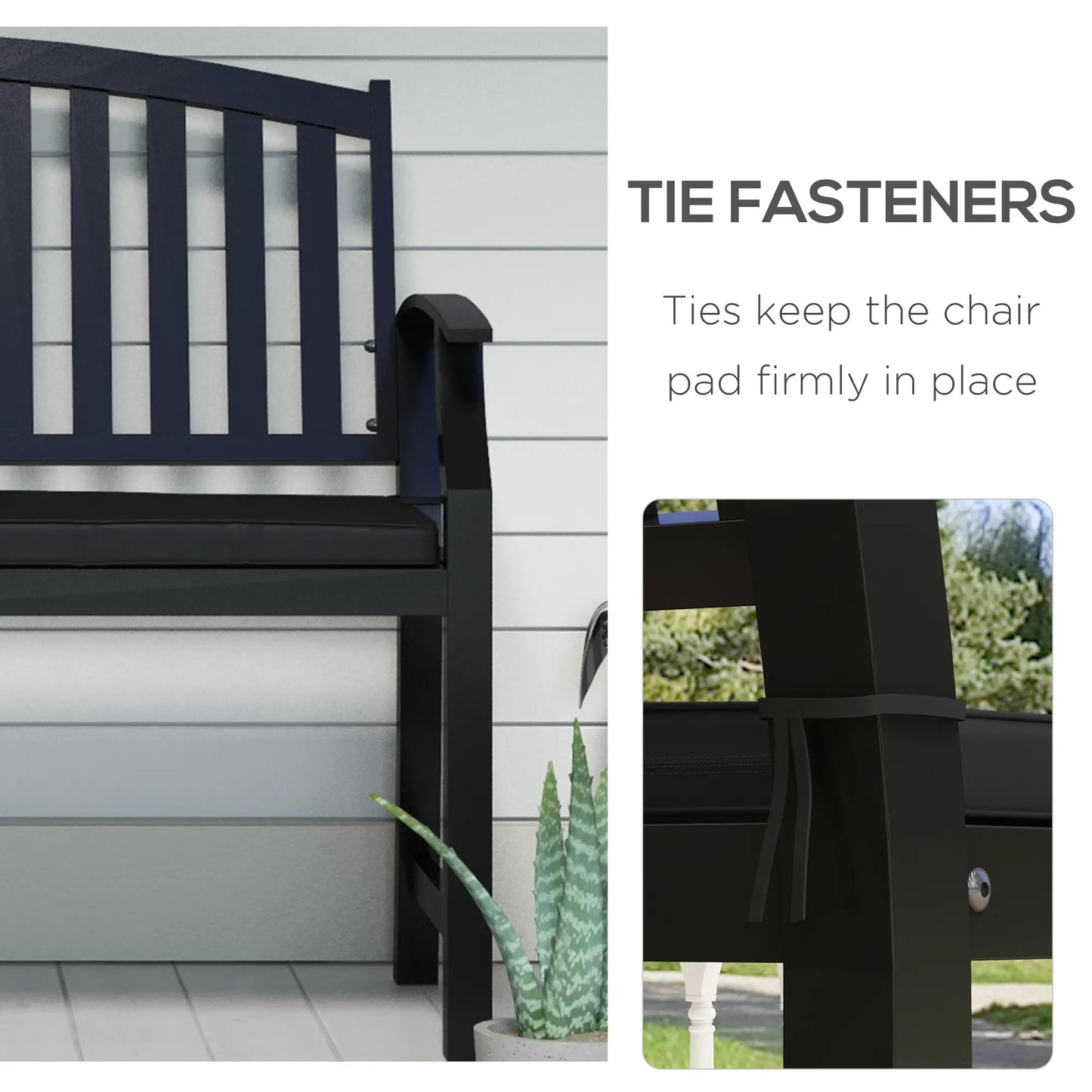 2-Seater Patio Bench Cushion, Outdoor Swing Replacement Pad, Black Patio Chair Cushions at Gallery Canada
