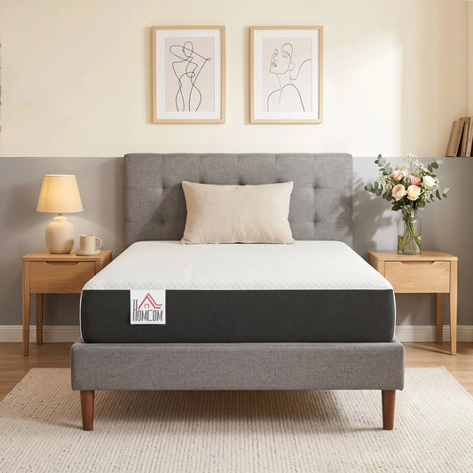 Twin 8 Inch Memory Foam Mattress, Medium Firm, CertiPUR-US Mattresses White, Grey at Gallery Canada