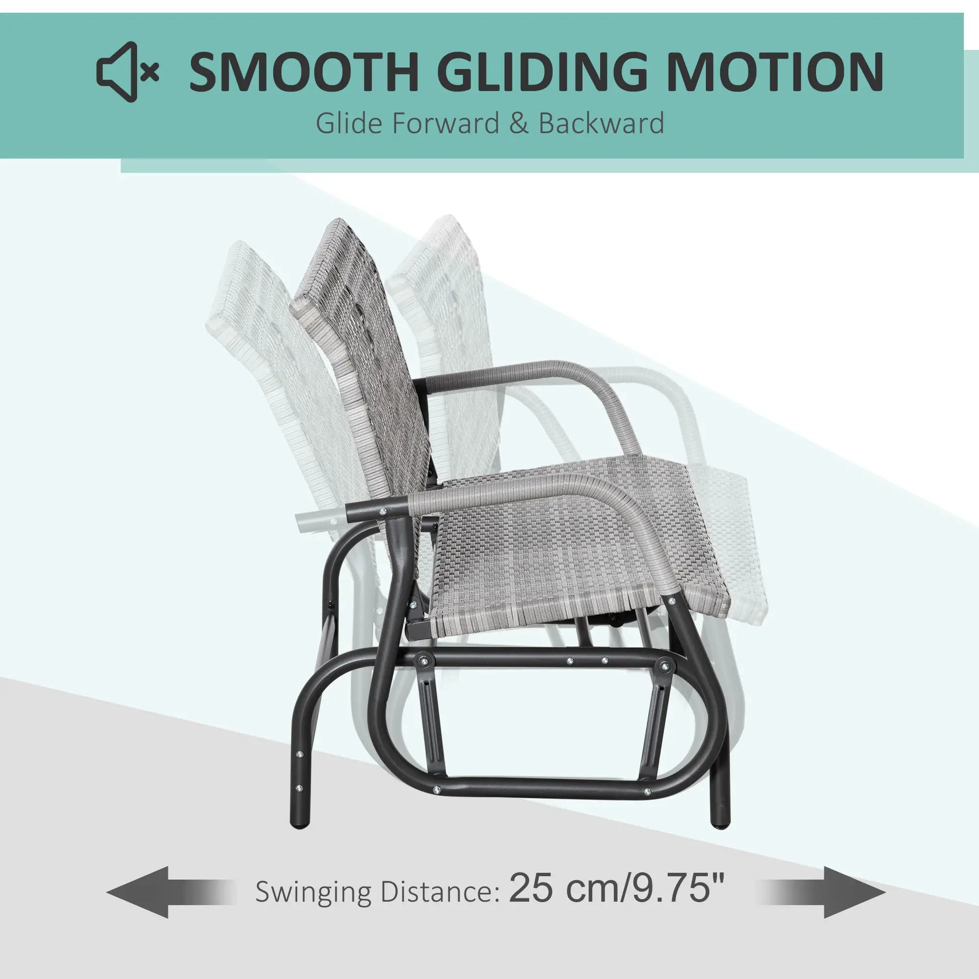 2 Seater Wicker Outdoor Glider Bench, Garden Loveseat, Mixed Grey Outdoor Gliders at Gallery Canada