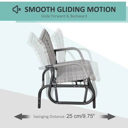 2 Seater Wicker Outdoor Glider Bench, Garden Loveseat, Mixed Grey Outdoor Gliders at Gallery Canada