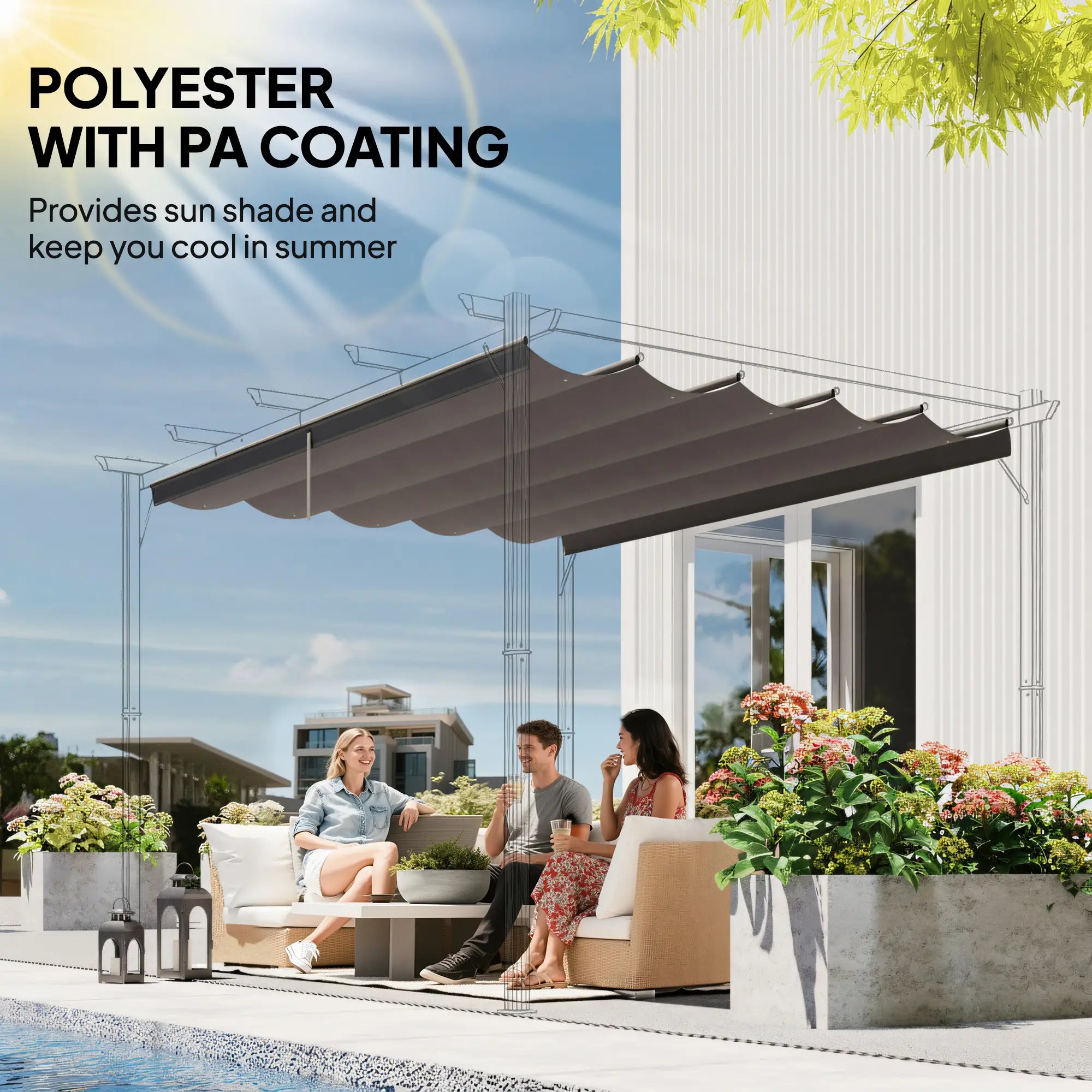 8.2' x 8.4' Retractable Pergola Canopy Replacement, Light Grey Gazebo Canopy Replacement at Gallery Canada