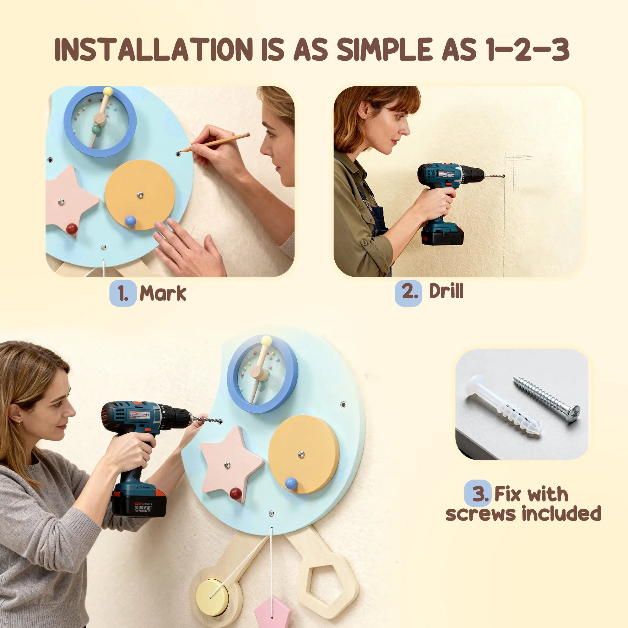 Caterpillar Montessori Busy Board, 7 in 1 Sensory Wall, for Toddlers 3+ Years Toy Playsets at Gallery Canada