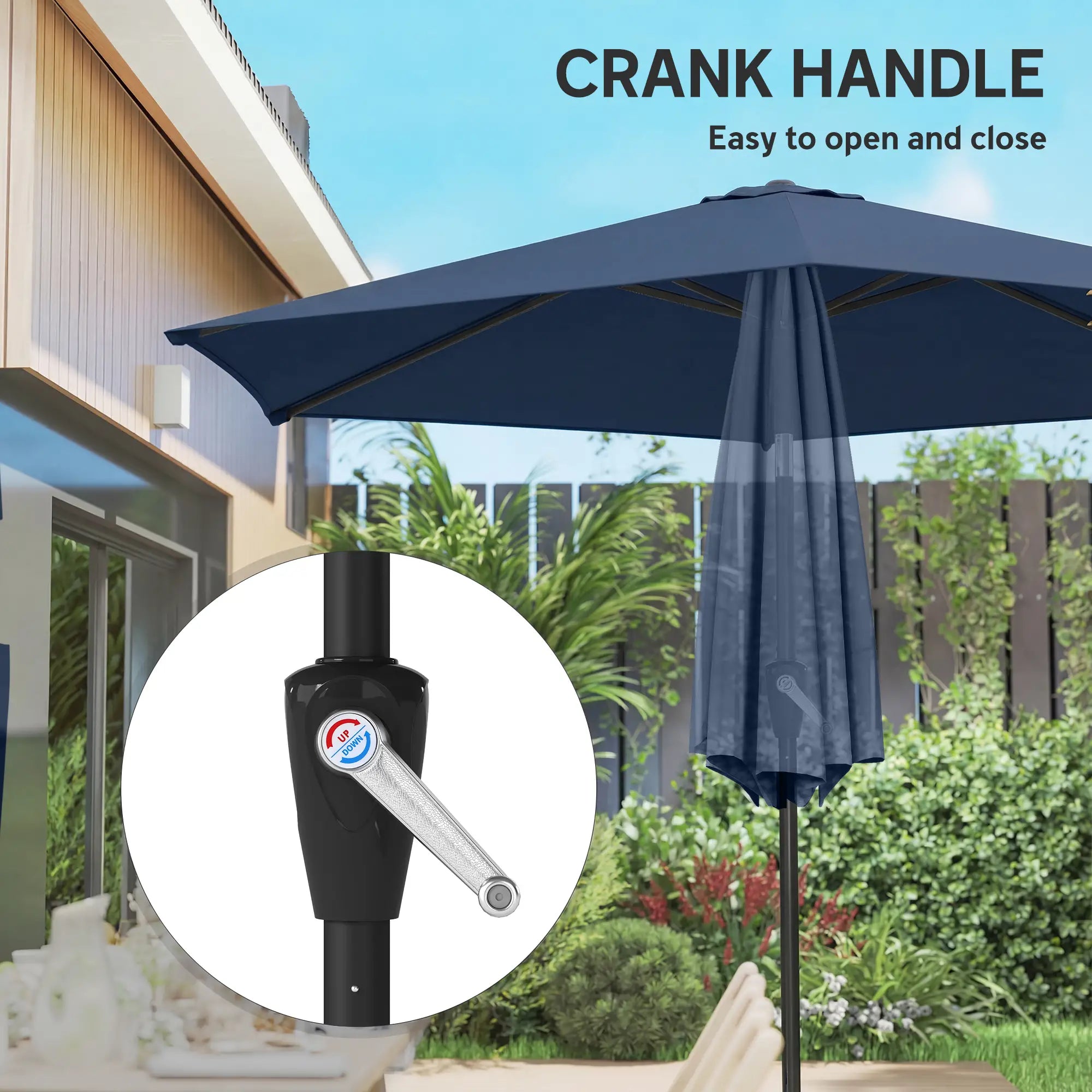 9FT Patio Umbrella With Tilt, Crank, 6 Ribs, UV Protection Sun Umbrellas at Gallery Canada