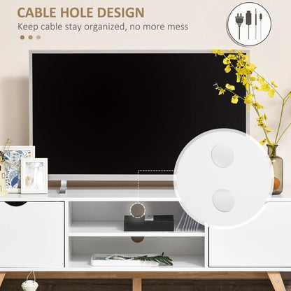 Modern Wooden TV Stand, 2 Storage Cabinets, Fits 65", White TV Stands at Gallery Canada