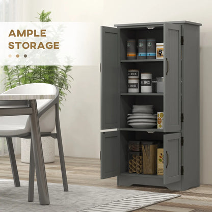 4-Door Storage Cabinet, Adjustable Shelves, Large Space, Grey Kitchen Pantry Cabinets at Gallery Canada