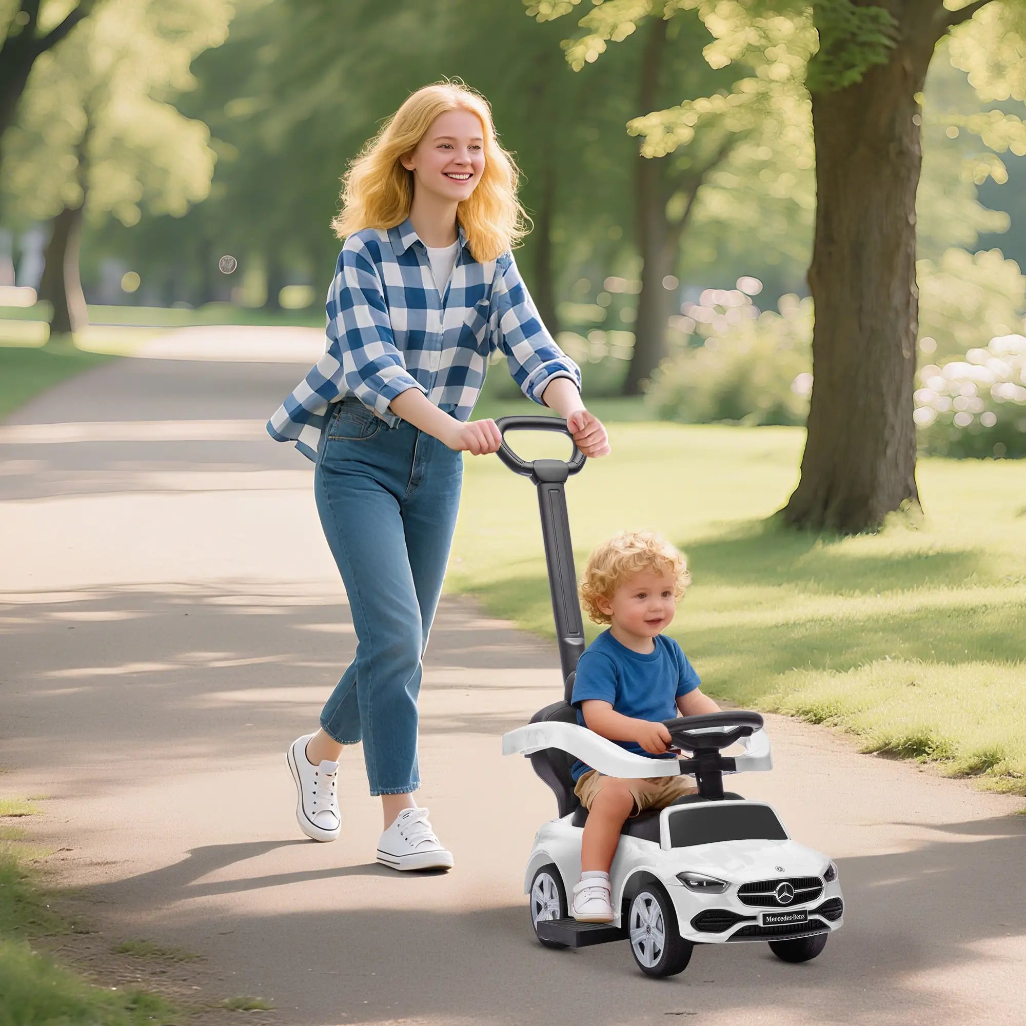 Mercedes-Benz 2-in-1 Toddler Push Car, White Push Cars for Toddlers at Gallery Canada