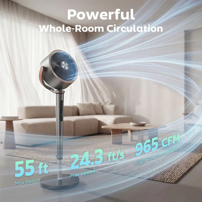 20dB Silent Standing Fan, Oscillating Fan with 12 Speeds, LED Light, WiFi &; Remote Control, 12H Timer Stand Fans at Gallery Canada