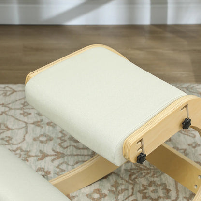 Ergonomic Kneeling Chair, Adjustable Rocking Wood Stool, Cream White Office Chairs at Gallery Canada