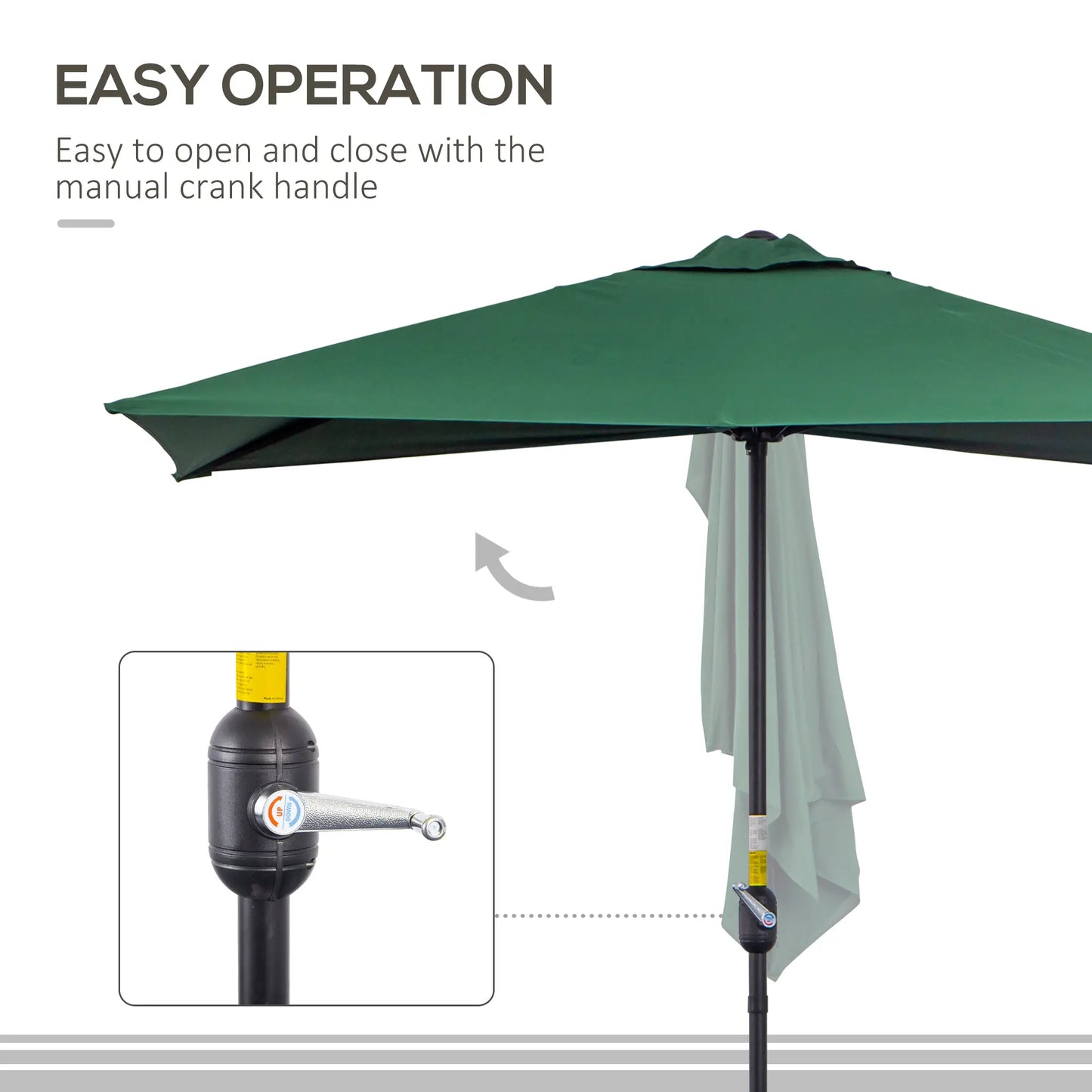 8ft Half Umbrella, Outdoor Balcony Parasol, Patio Sun Shade, Green Sun Umbrellas at Gallery Canada