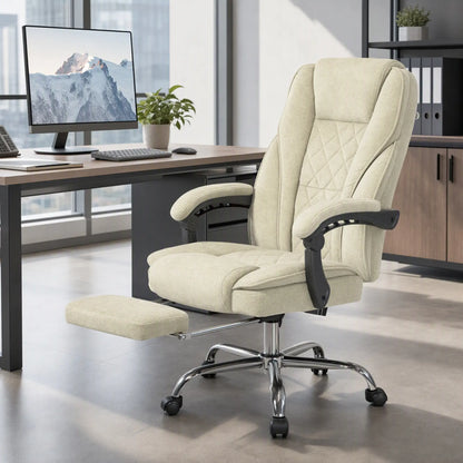 Massage Office Chair, Reclining Computer Chair, Adjustable Height, Footrest, Beige Massage Chairs at Gallery Canada