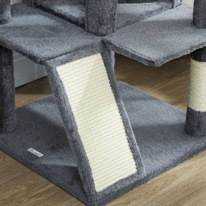 54" Cat Tree, Multi-Level Tower With Scratching Posts, Light Grey Multi-Level Cat Towers at Gallery Canada
