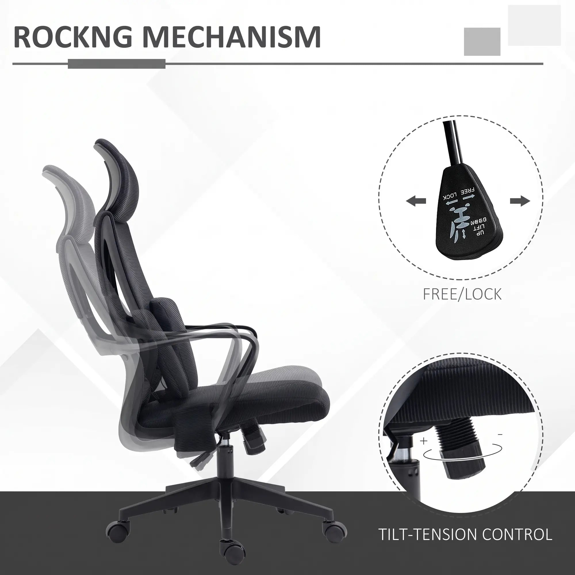 Ergonomic High Back Office Chair, Mesh Computer Chair, Lumbar Support Massage Chairs at Gallery Canada