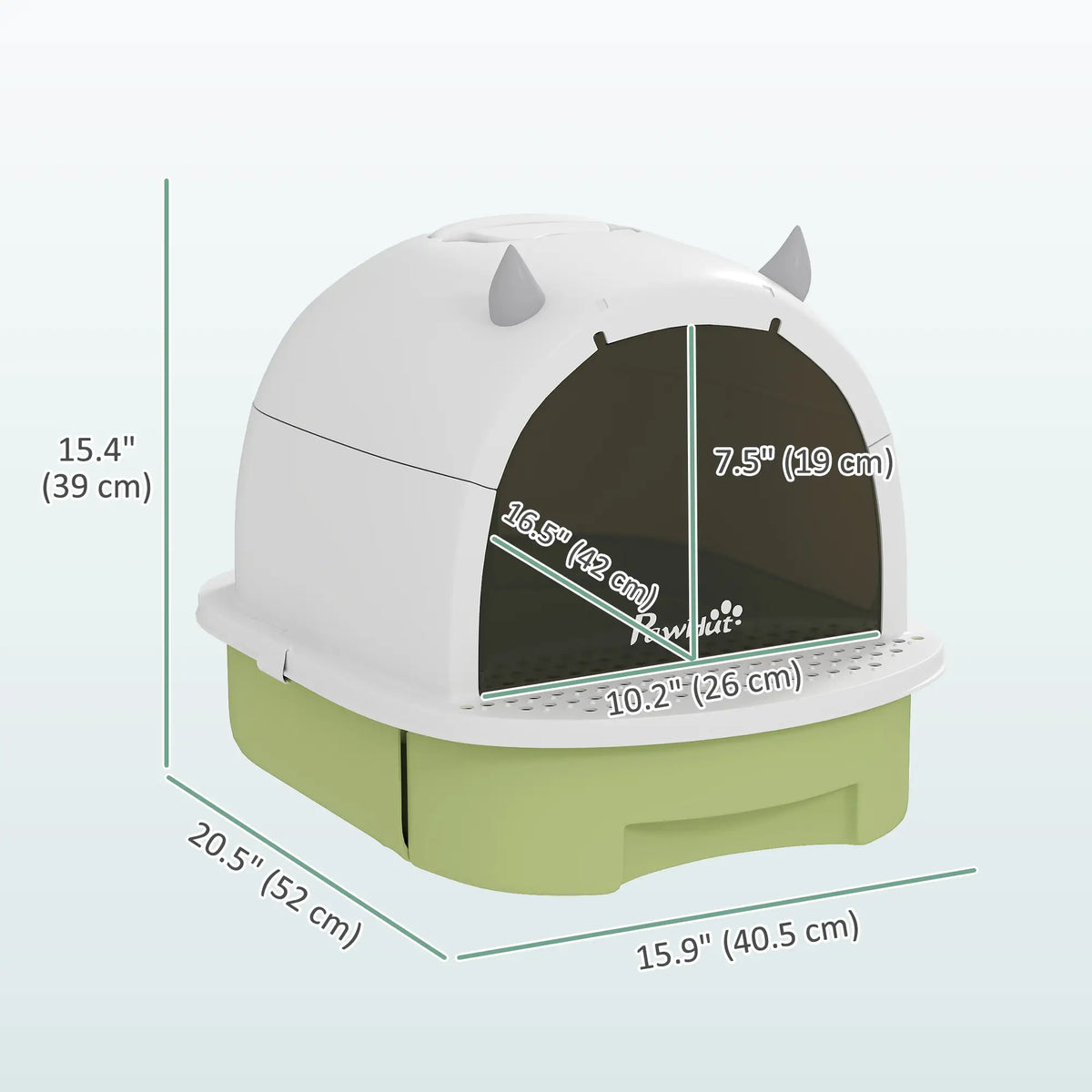 Cat Litter Box with Lid, Front Door Flap, Scoop, Handle, Easy Clean, Green Cat Litter Box Enclosures at Gallery Canada