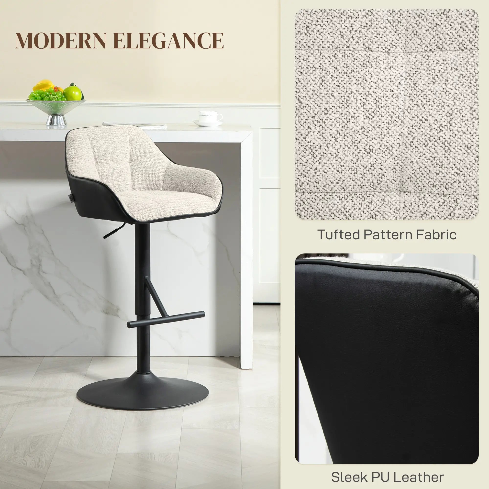 Swivel Counter Height Barstools Set of 2, Adjustable Height, Light Grey Bar Stools at Gallery Canada