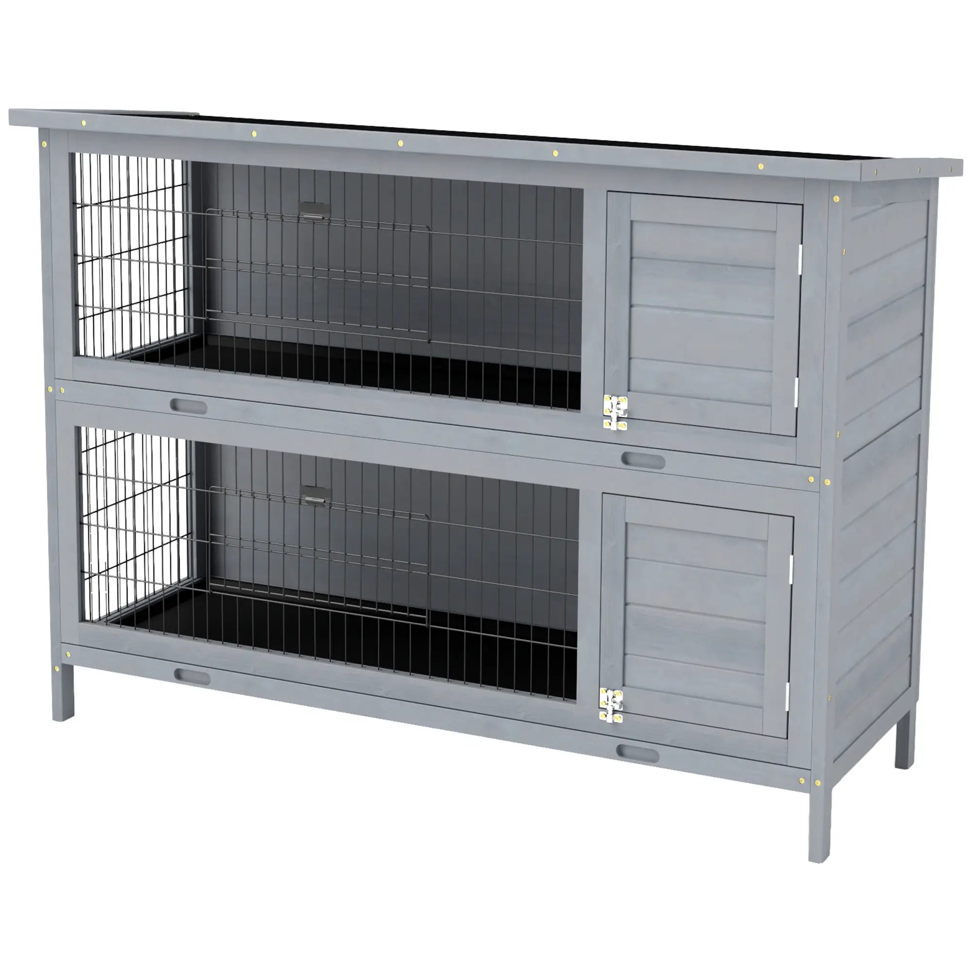 2 Tier Wooden Rabbit Hutch, Bunny Pet House, Grey Rabbit Hutch Grey at Gallery Canada