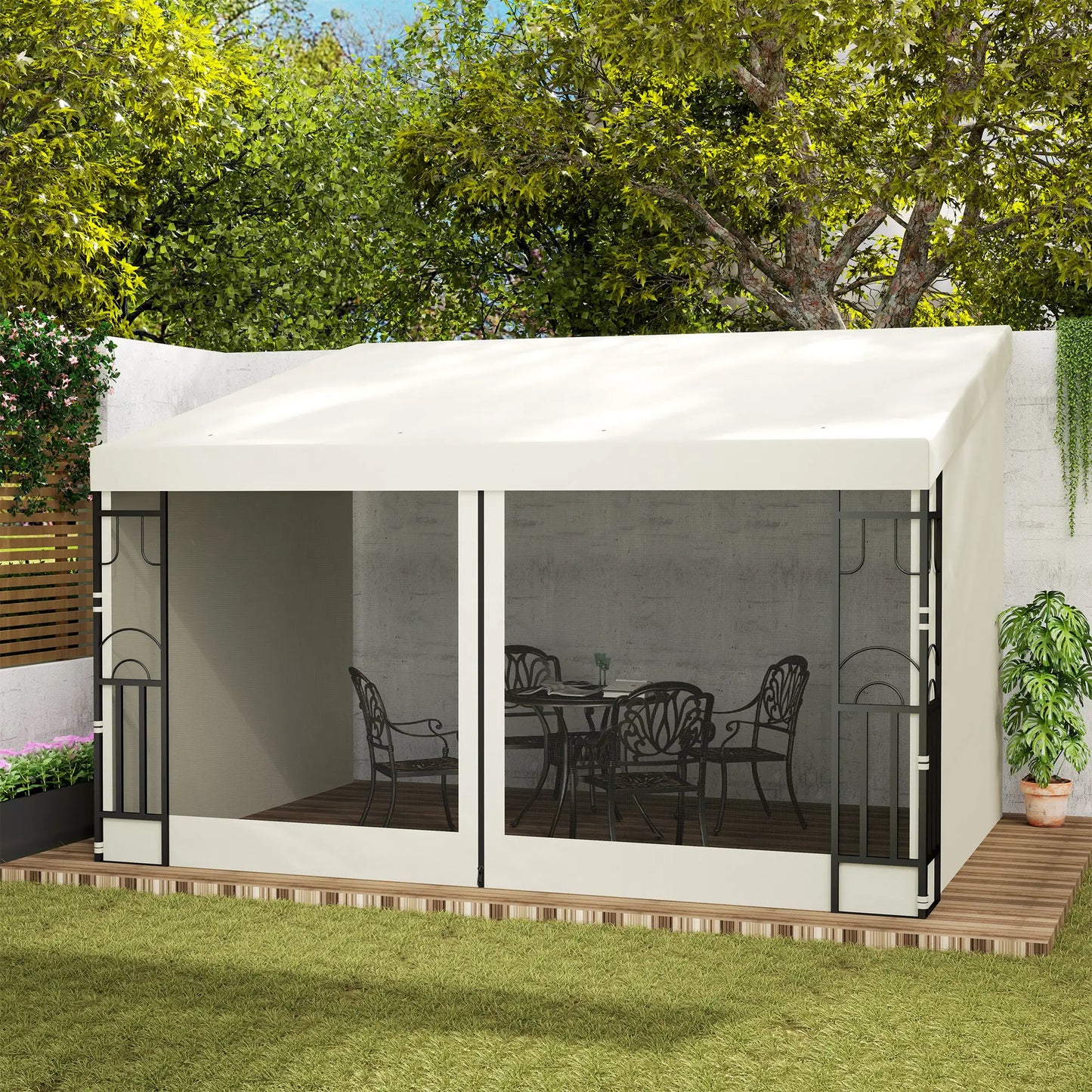 10' x 13' Outdoor Pergola, UV Resistant, with Curtains, Beige Pergolas at Gallery Canada