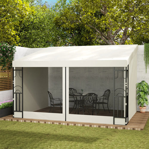 10' x 13' Outdoor Pergola, UV Resistant, with Curtains, Beige